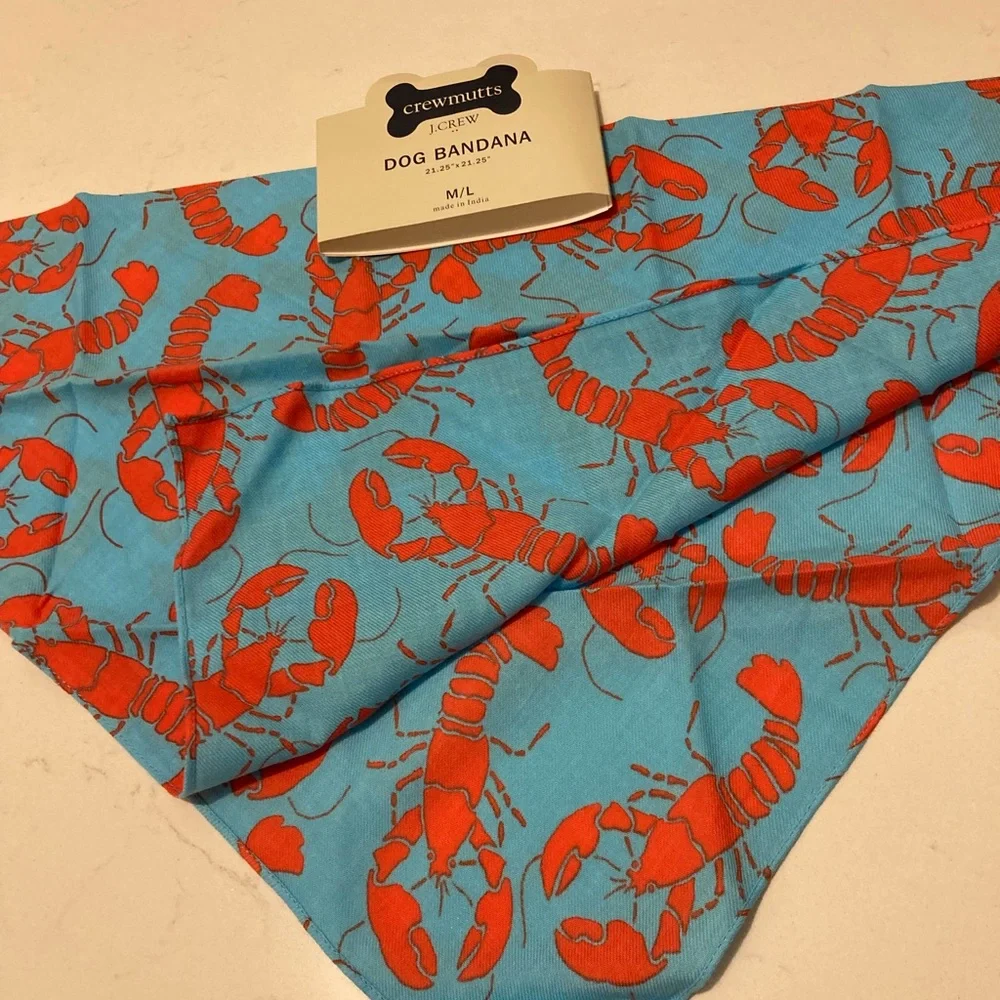 Dog Bandana Organic Bandana JCrew Crewmutts New Blue & Red Lobster Bandana